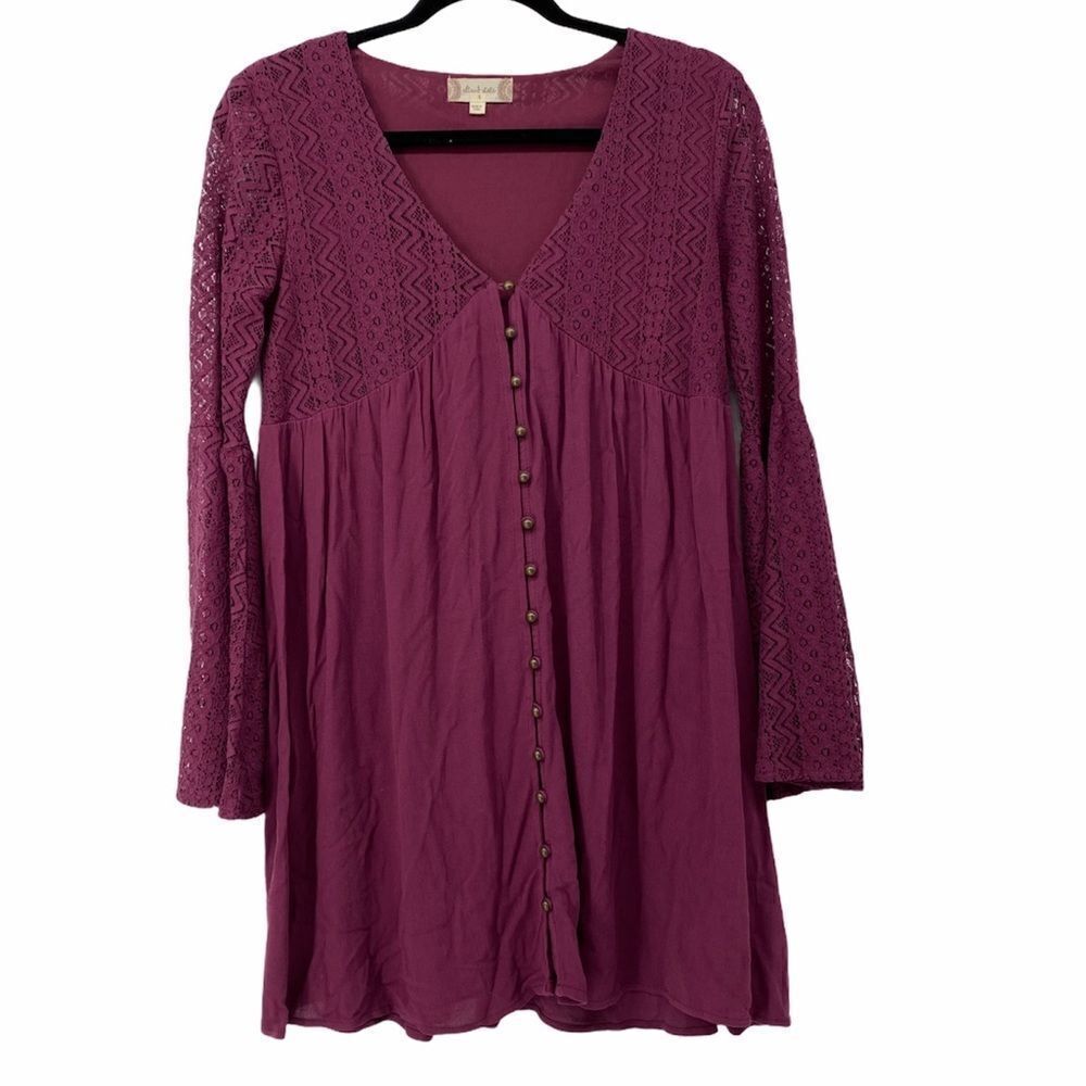 Altar’d State Boho Lace Bodice Bell Sleeves Dress Womens S